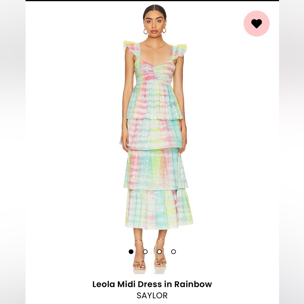 SAYLOR Leola Midi Tiered Dress in rainbow NWT